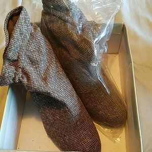 Brown tweed wedge ankle boots